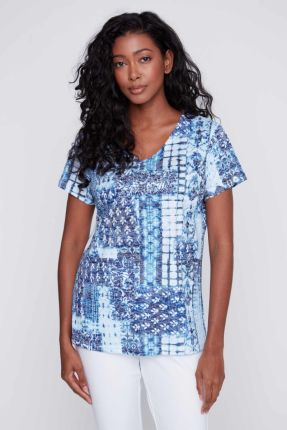 Abstract Print Burnout Jersey Top