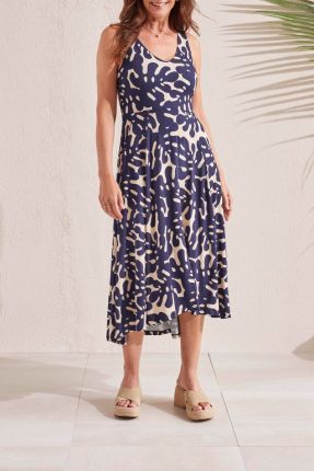 Abstract Print High-Low Maxi Dress