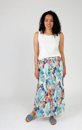 Floral Pleated 34" Skirt