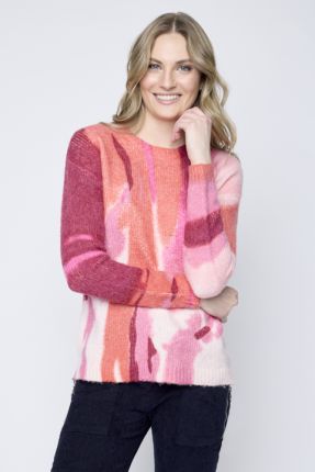 Abstract Print Shaker Knit Pullover