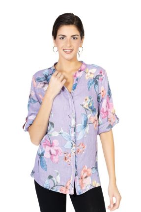Linen Floral Print Shirt