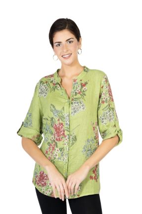 Linen Flower Print Shirt