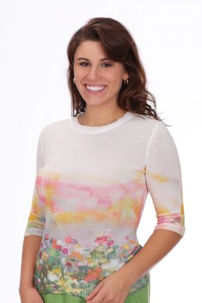 Watercolor Floral Print Pullover