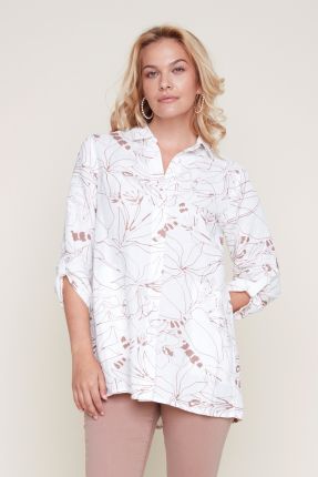 Linen Blend Floral Print Oversized Shirt